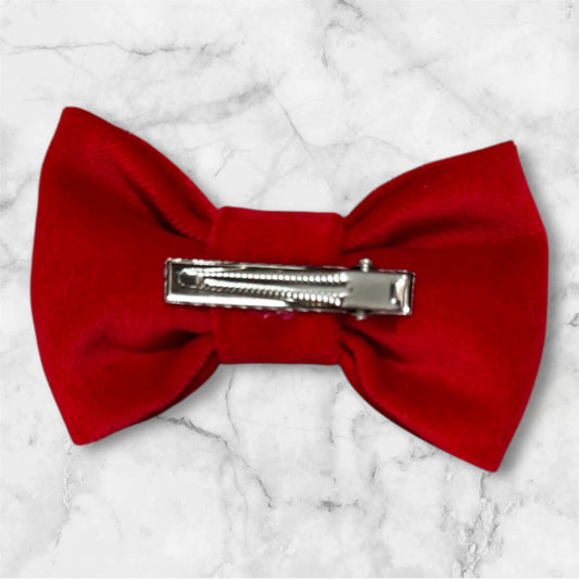 Red Velvet Hair Bow Clip – Handmade