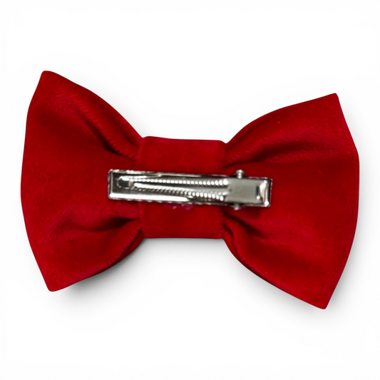 Red Velvet Hair Bow Clip – Handmade