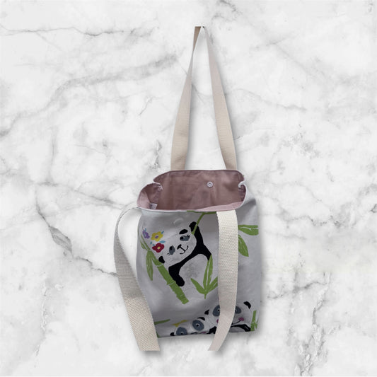 Handmade Mini Panda Tote Bag – Linen Feel Fabric