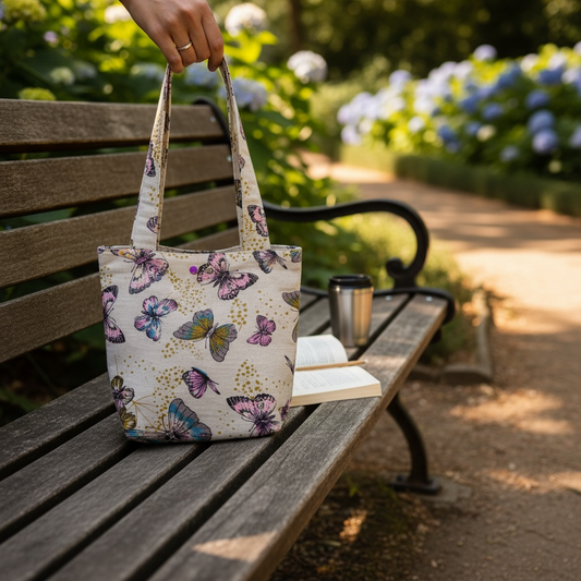 Handmade Mini Butterfly Tote Bag – Linen Feel Fabric