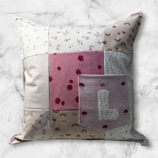 Made to Order Baby Clothes Memory Cushion with Pocket – Personalised Keepsake Pillow