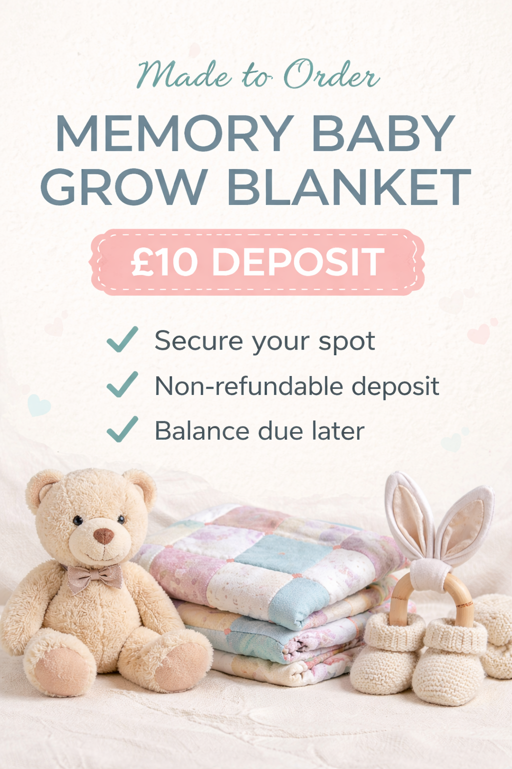 Deposit- Made to Order Memory Baby Grow Blanket