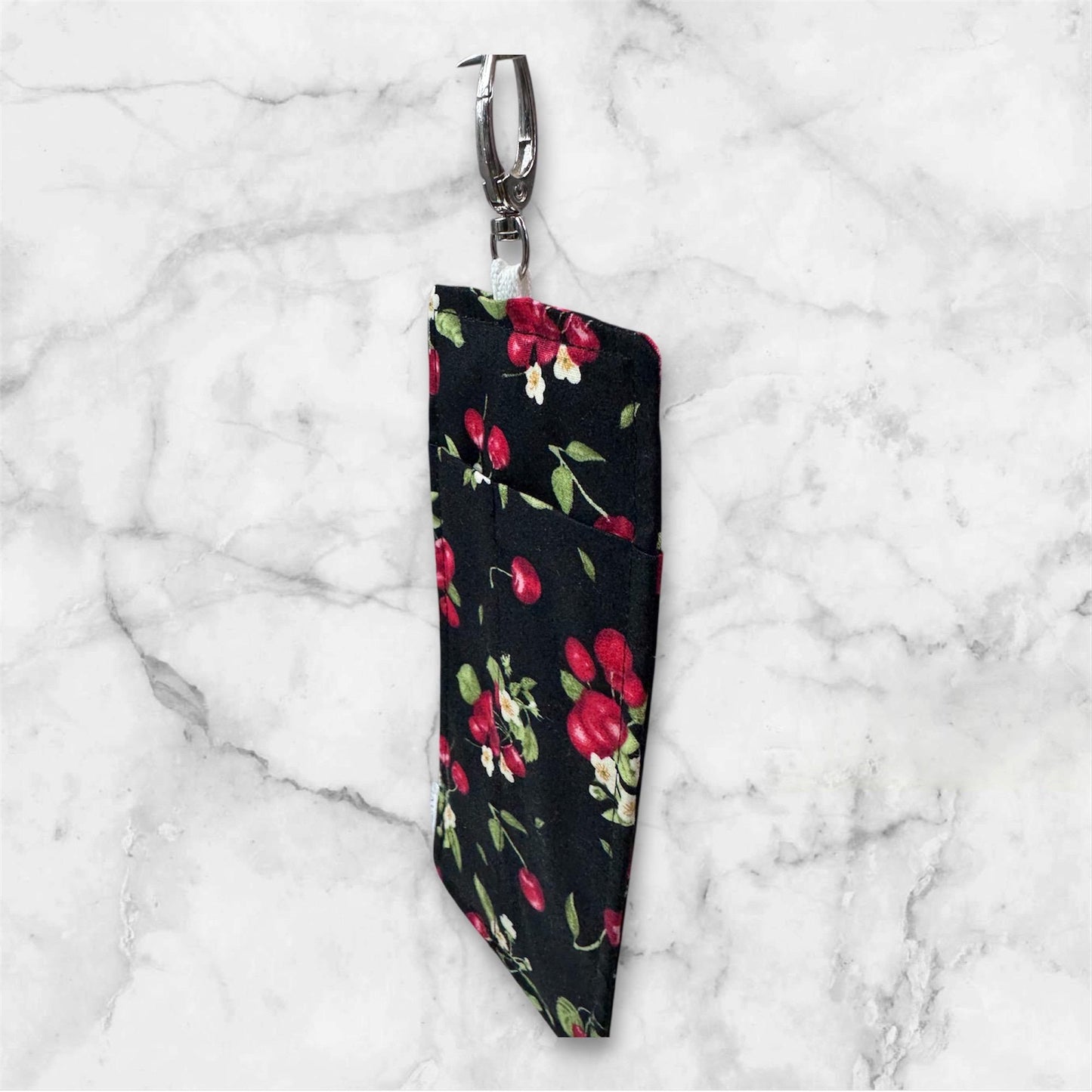 Cherry Print Lanyard Clip Pouch, Pen & Glasses Holder