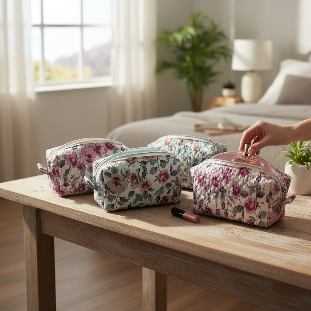 Handmade Floral Makeup Bag