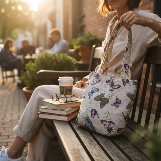Handmade Mini Butterfly Tote Bag – Linen Feel Fabric