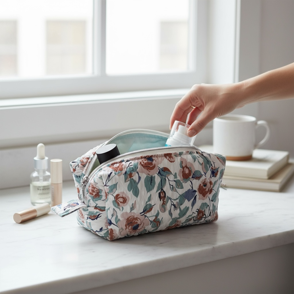 Handmade Floral Makeup Bag