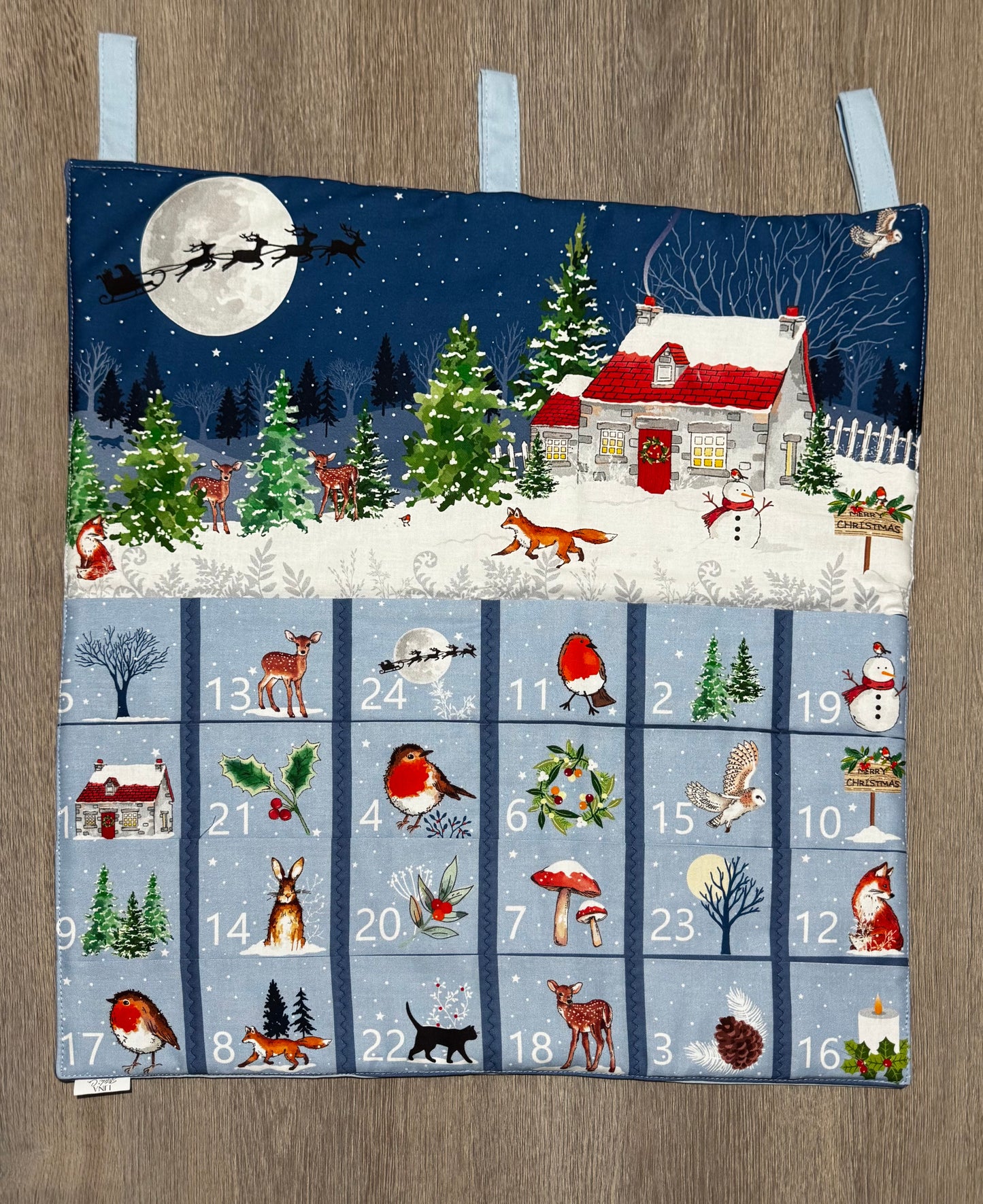 Handmade Fabric Advent Calendar – Multiple Designs | Reusable Cotton Christmas Countdown | 25 Pocket Wall Hanging