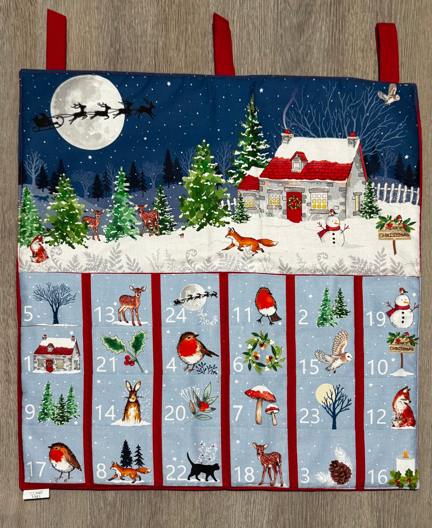Handmade Fabric Advent Calendar – Multiple Designs | Reusable Cotton Christmas Countdown | 25 Pocket Wall Hanging