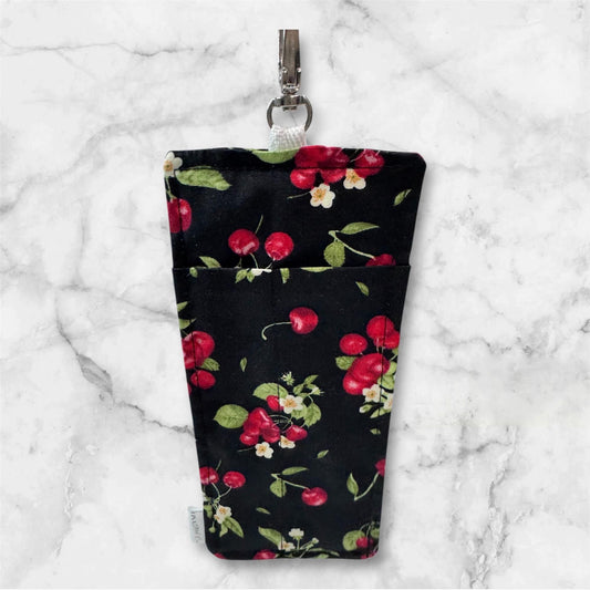 Cherry Print Lanyard Clip Pouch, Pen & Glasses Holder